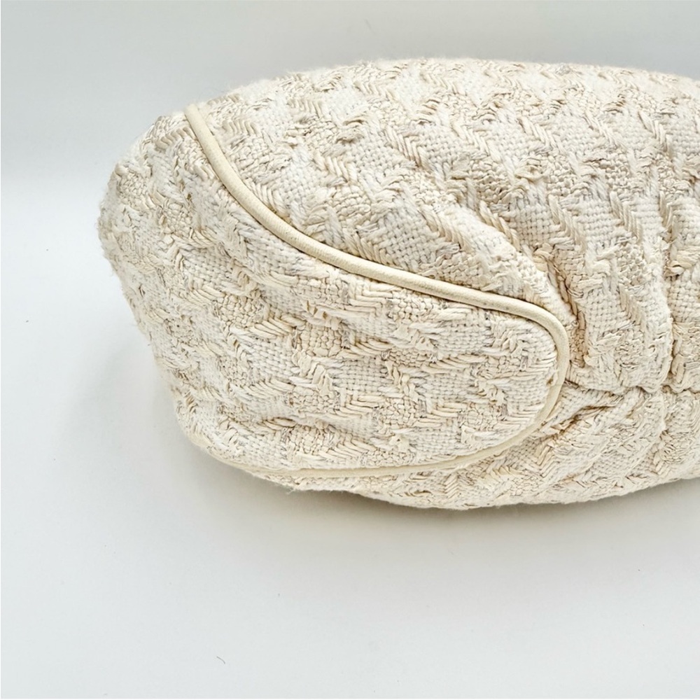 EUC Chanel Tweed Handbag White Metal Handle with Dust Bag Guarantee Card #KN729 - Picture 7 of 14